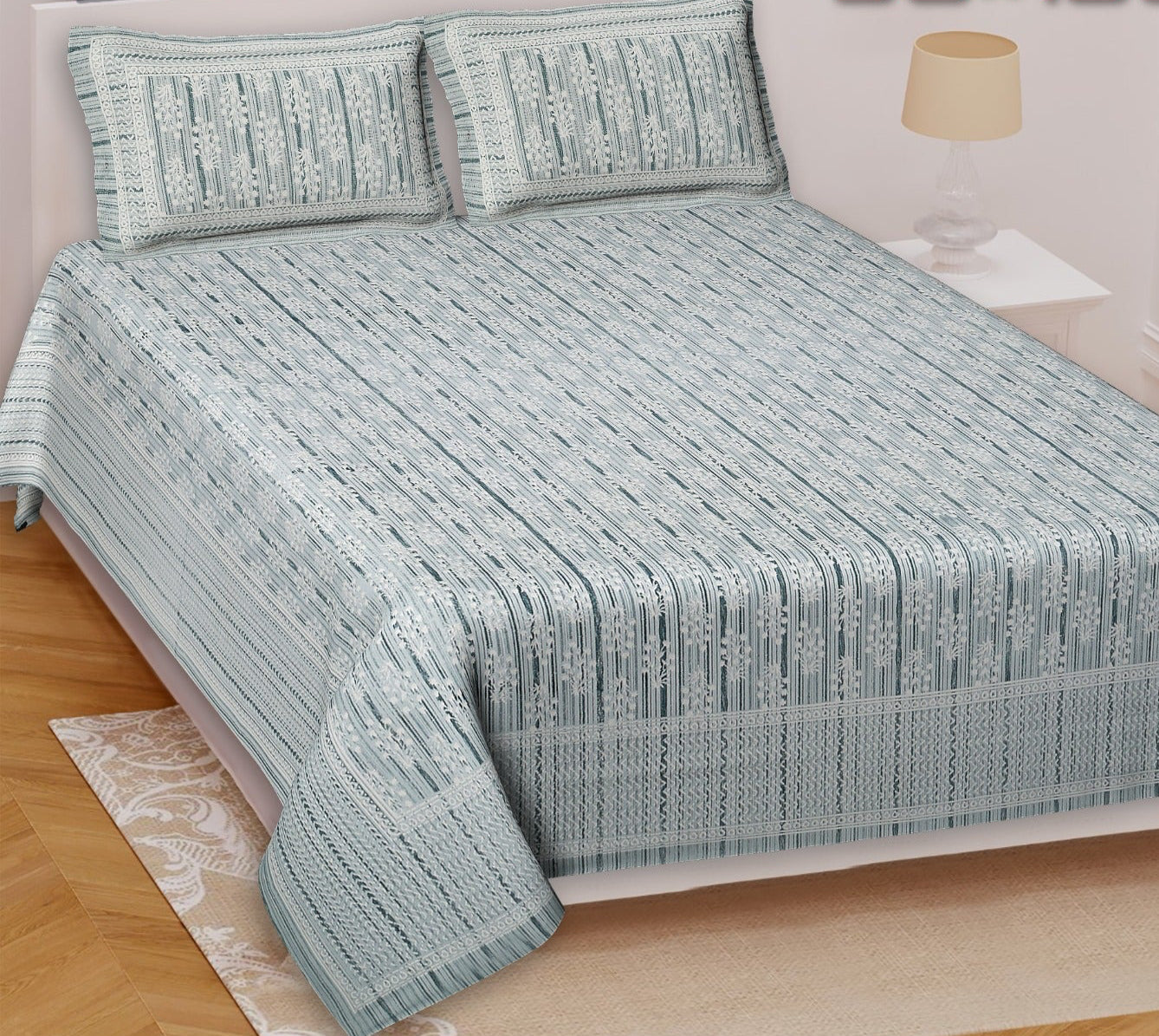 Cotton Double Bedsheet With 2 Pillow Covers