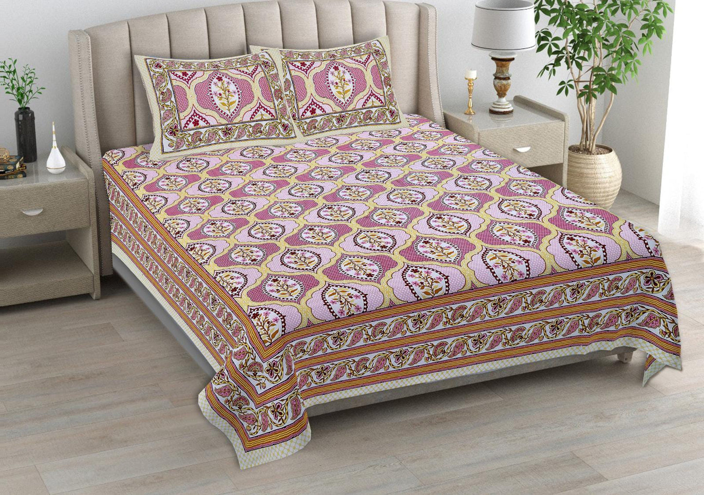 Cotton Double Bed sheet with 2 pillow cover