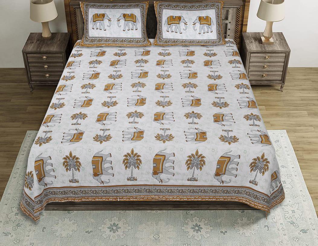 Cotton Double Bedsheet With 2 Pillow Covers