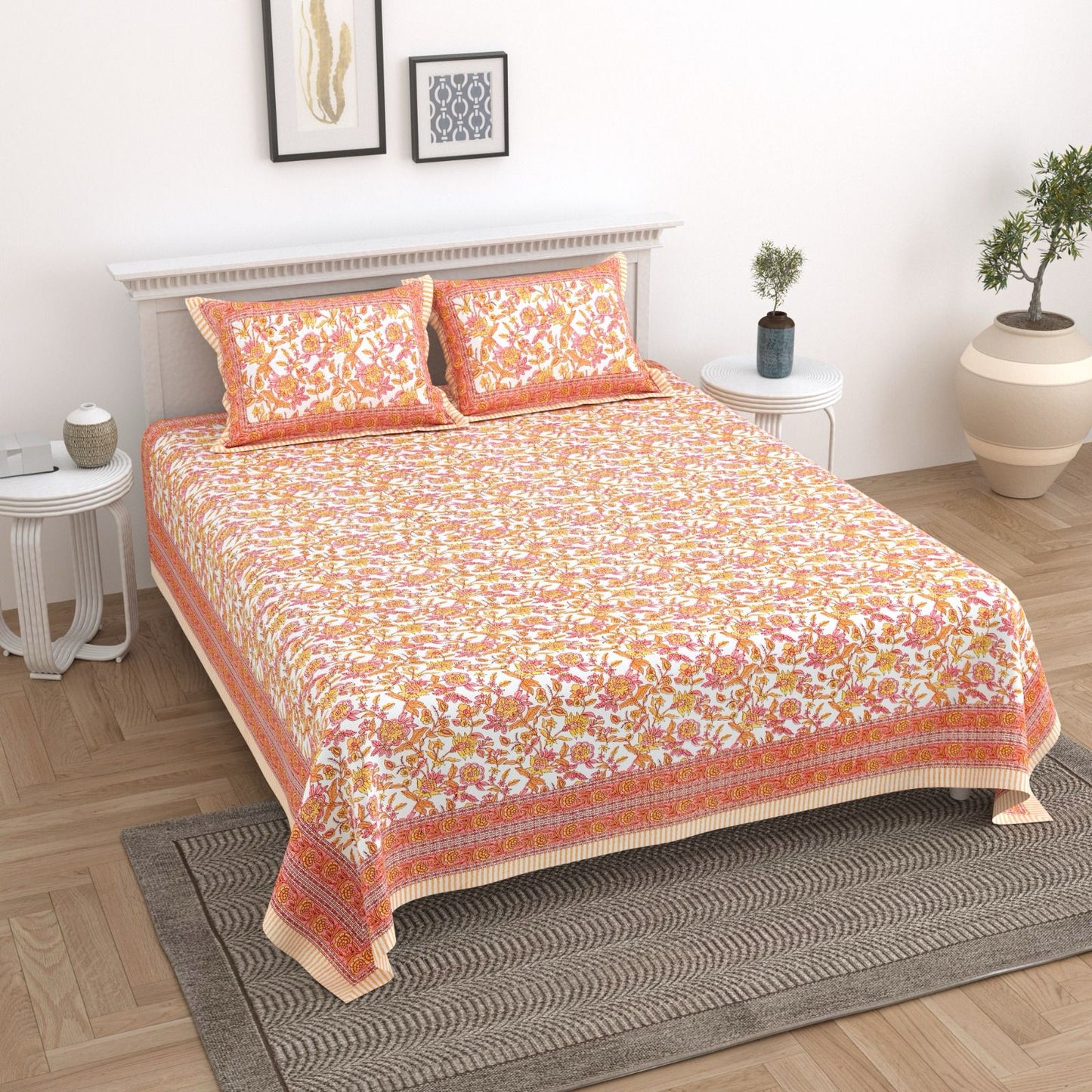 Double Bed sheet with 2 pillow covers