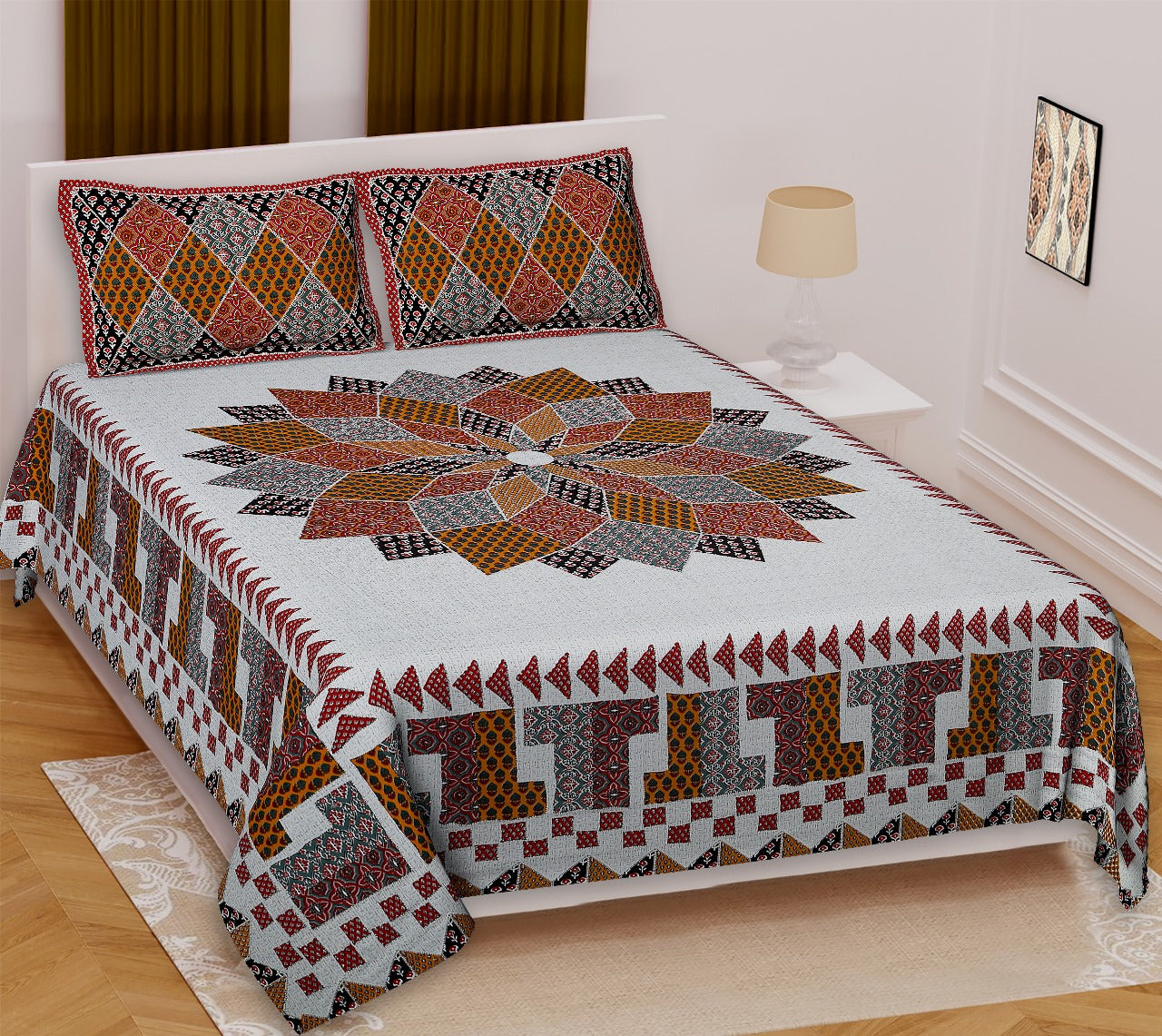Double Bed sheet with 2 pillow covers