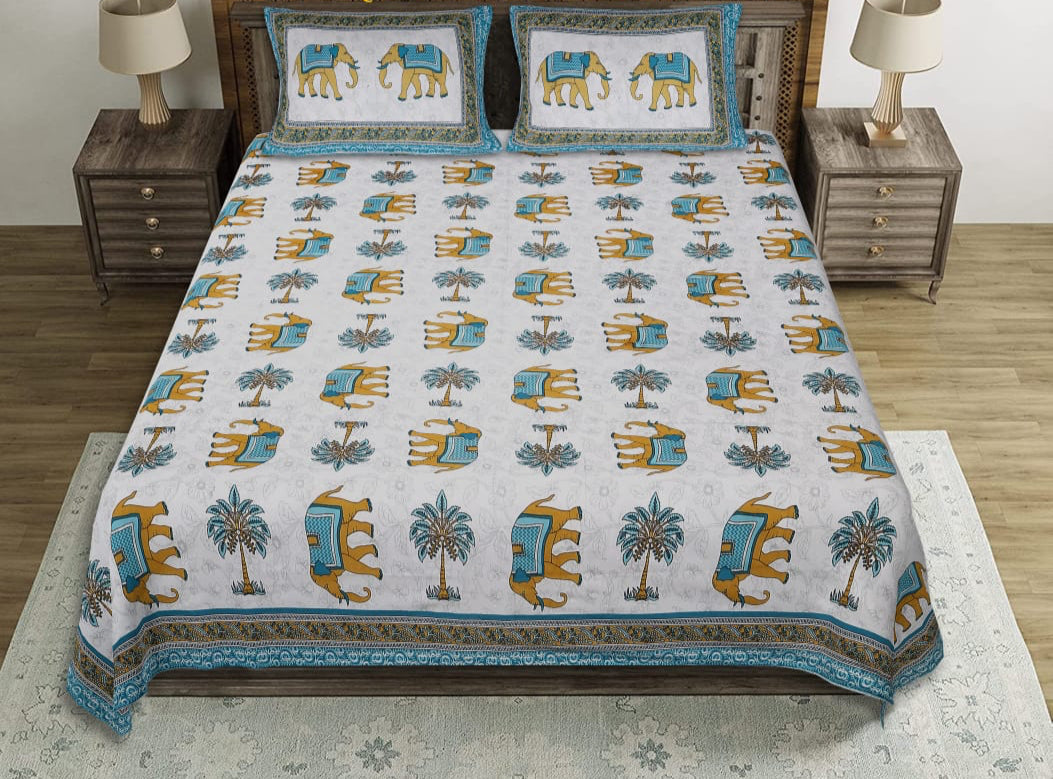Cotton Double Bed Sheet with 2 Pillow Covers
