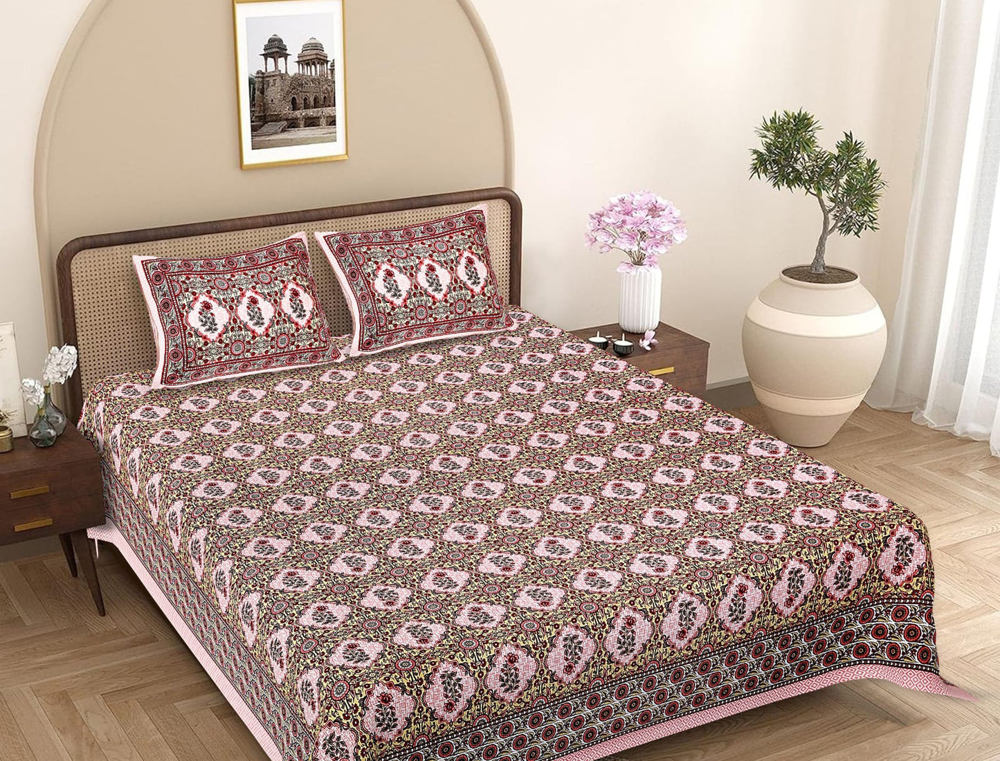 Cotton Double Bed Sheet with 2 Pillow Covers