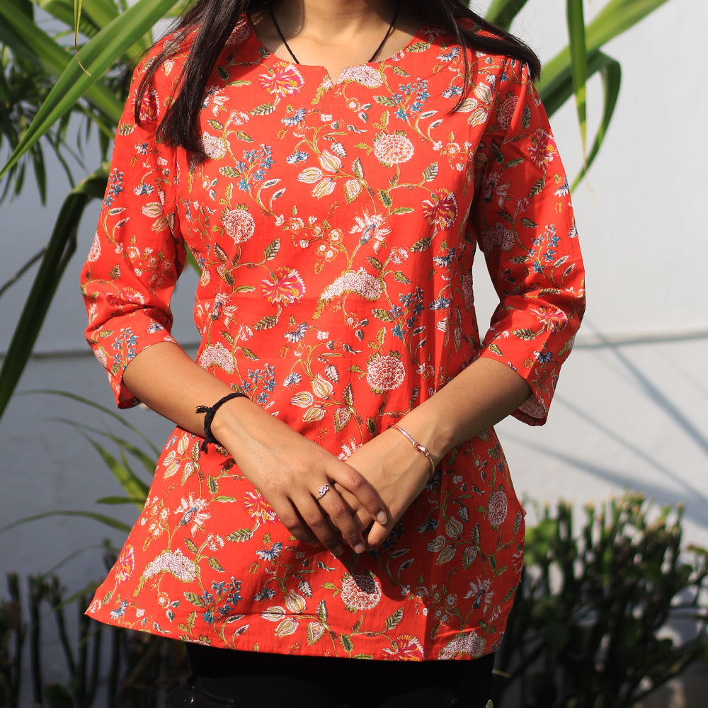 Women's(Girls) Cotton Printed Short Kurti
