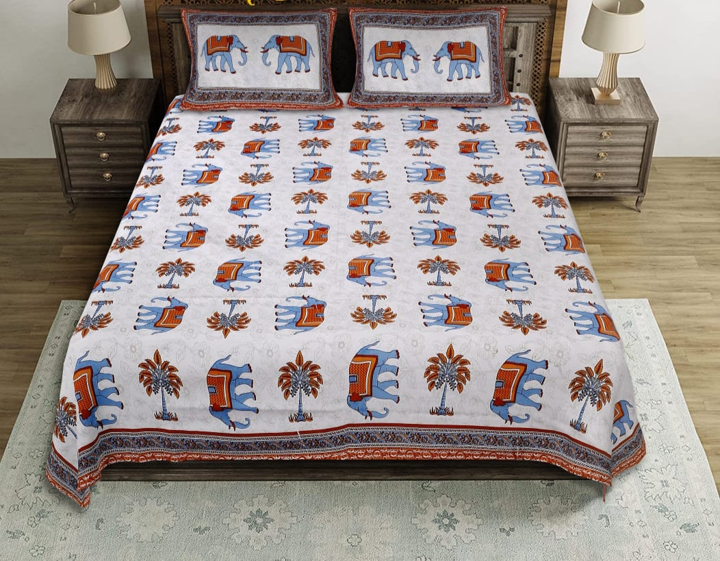 Cotton Double Bed sheet with 2 pillow