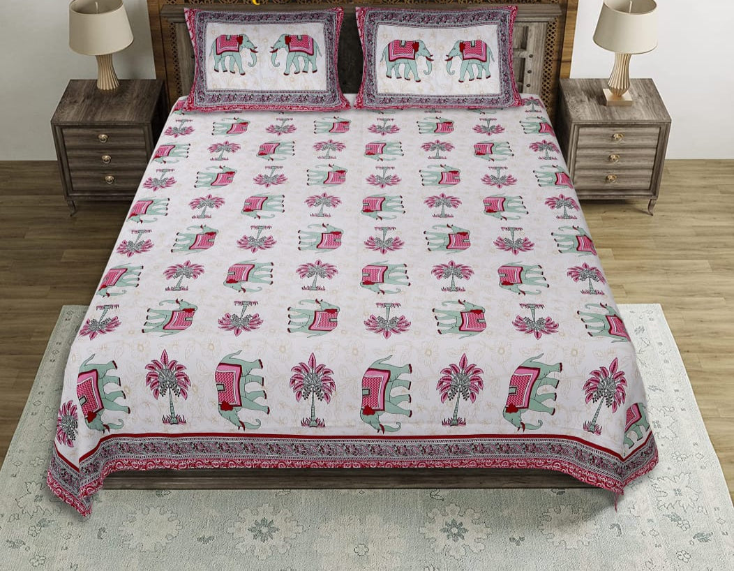 Cotton Double Bed sheet with 2 pillow