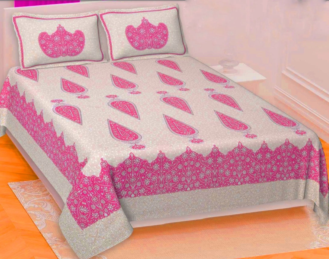 Cotton Blend Jaipuri Bedsheet for Double Bed Size with 2 Pillow Covers