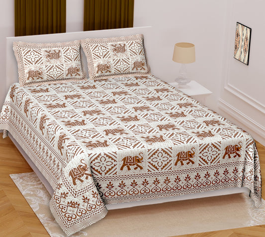 Cotton Double Bed sheet with 2 pillow covers