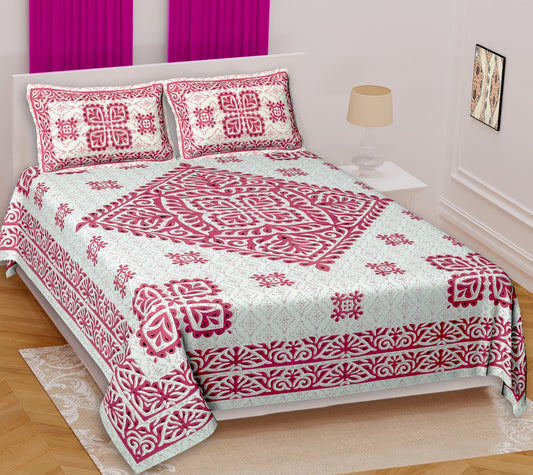 Cotton Double Bedsheet With 2 Pillow Covers