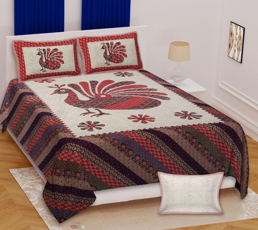 Cotton Double Bed sheet with 2 pillow covers