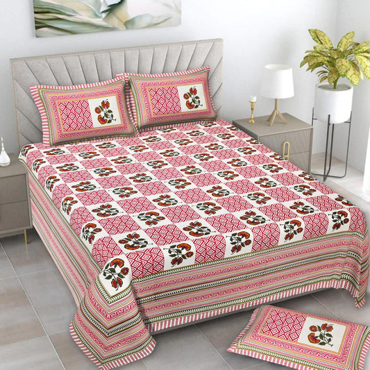 Cotton Double Bed sheet with 2 pillow