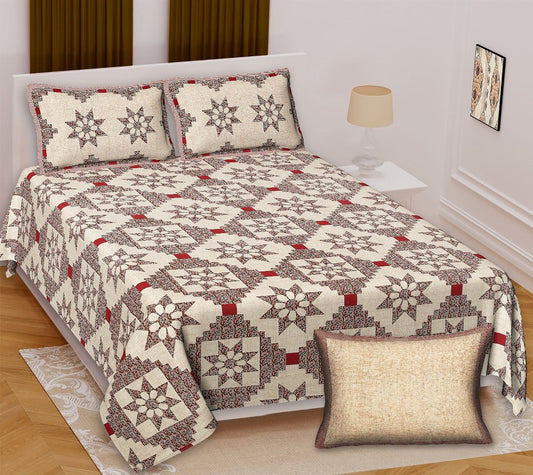 Cotton Double Bed sheet with 2 pillow