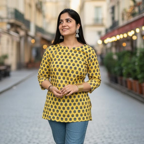 Women's(Girls) Cotton Printed Short Kurti