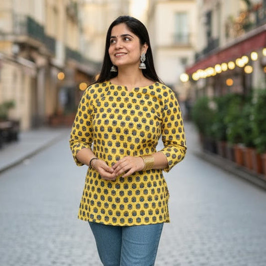 Women's(Girls) Cotton Printed Short Kurti